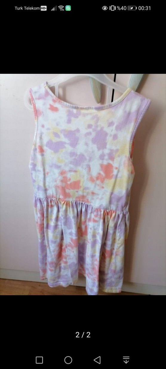 Kız Çocuk Çok Renkli Batik Pamuklu Elbise - Görsel 2