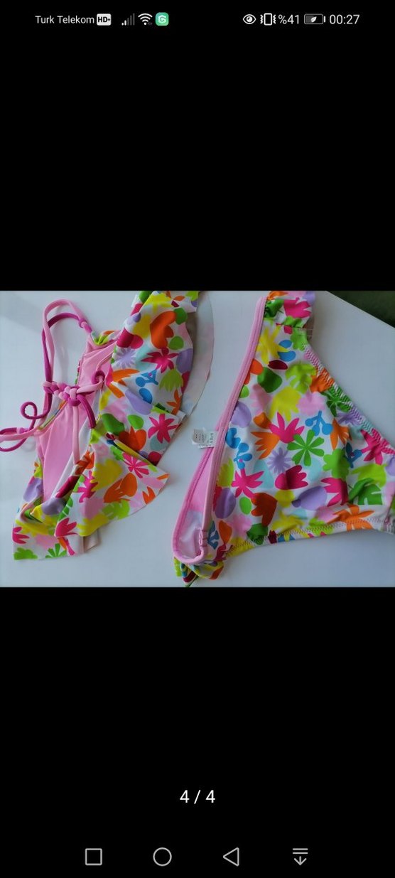 Çiçek Desenli Renkli Kız Bikini - Görsel 4