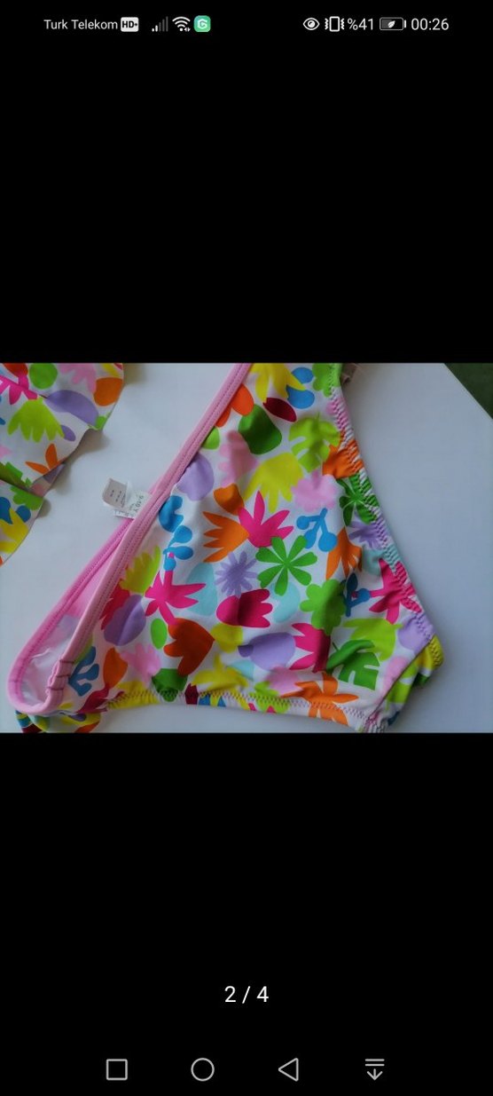 Çiçek Desenli Renkli Kız Bikini - Görsel 2