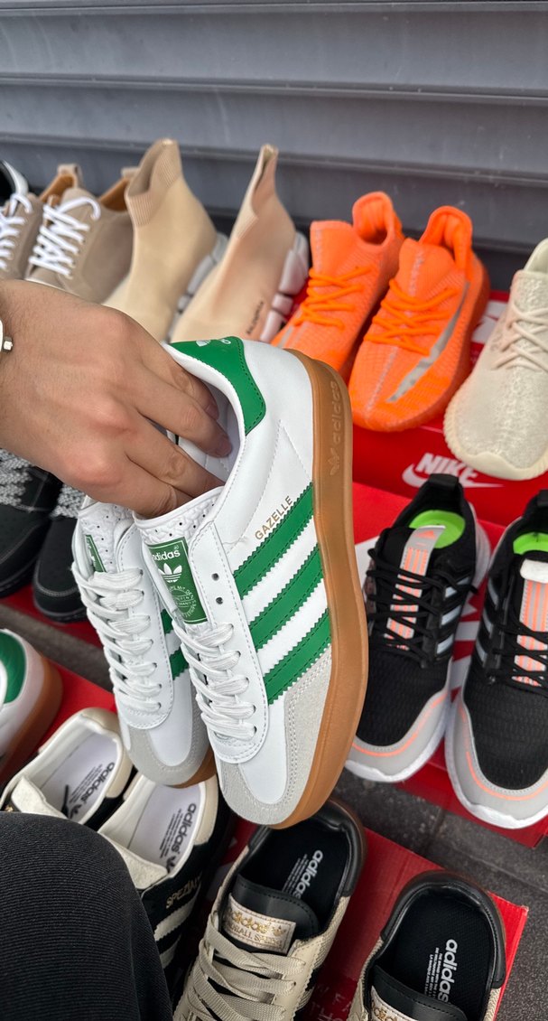Adidas Gazelle Beyaz Yeşil Platform Spor Ayakkabı - Görsel 3