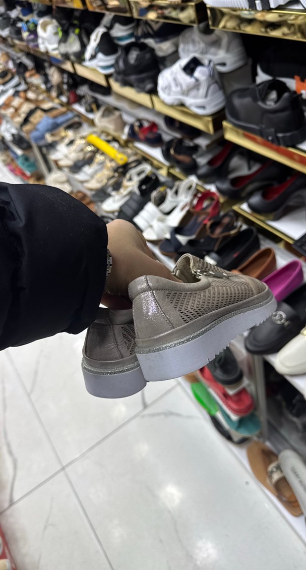 Gri Yılan Desenli Stiletto Topuklu Spor Ayakkabı - Görsel 4