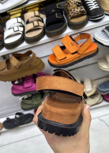 Kahverengi Süet Kadın Dolgu Topuklu Sandalet - Görsel 4