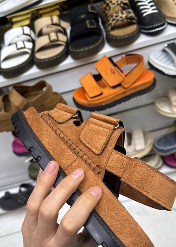 Kahverengi Süet Kadın Dolgu Topuklu Sandalet - Görsel 5