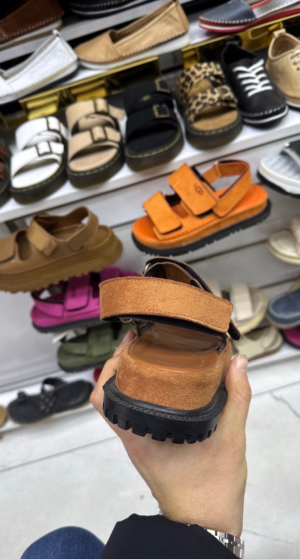 Kahverengi Süet Kadın Dolgu Topuklu Sandalet - Görsel 4