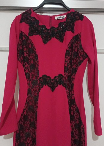 Diğer Bordo Dantel Detaylı Uzun Gotik Elbise