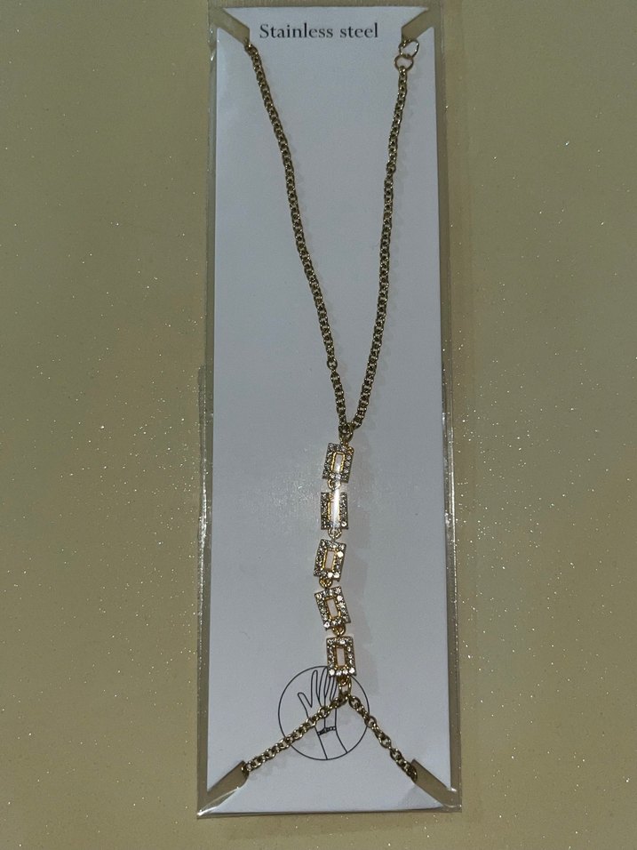 Altın Renkli Zincir Detaylı Kadın El Zinciri - Görsel 2