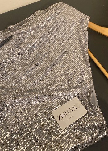 Uzun Kollu, Drapeli Gri Yılan Desenli Abiye Elbise - Görsel 4