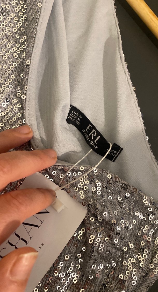 Uzun Kollu, Drapeli Gri Yılan Desenli Abiye Elbise - Görsel 5