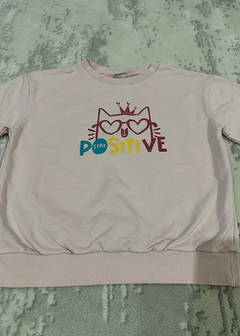 Kız Çocuk Pembe Baskılı Uzun Kollu sweatshirt - Görsel 3