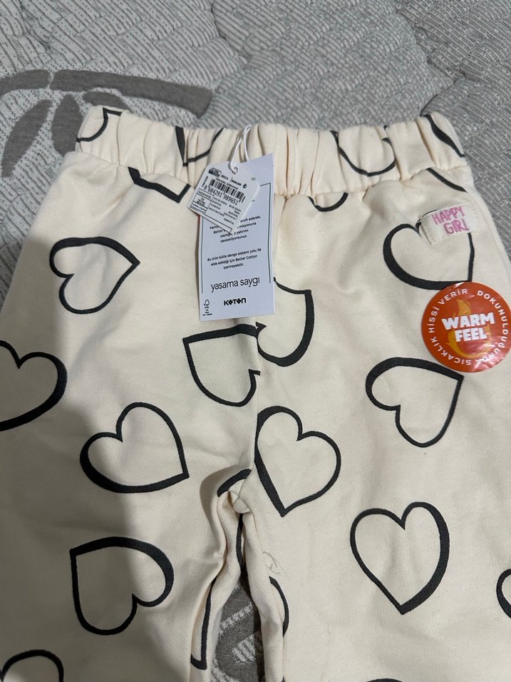 Krem Kalp Desenli Kız Çocuk Eşofman Altı - Görsel 2