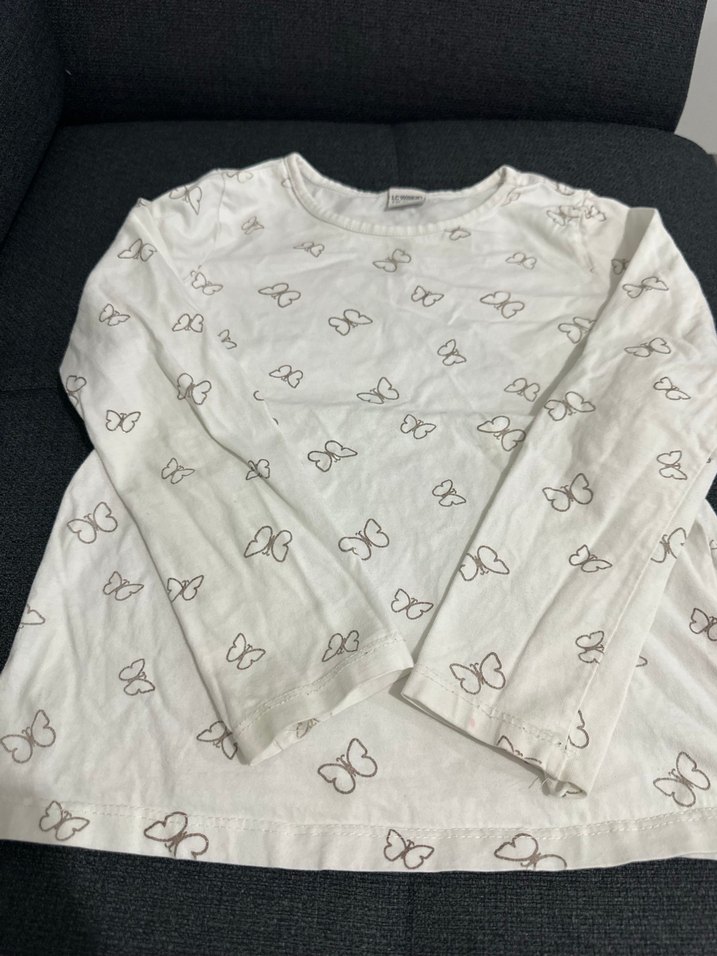 Kelebek Desenli Beyaz kız çocuk Tişörtü - Görsel 3