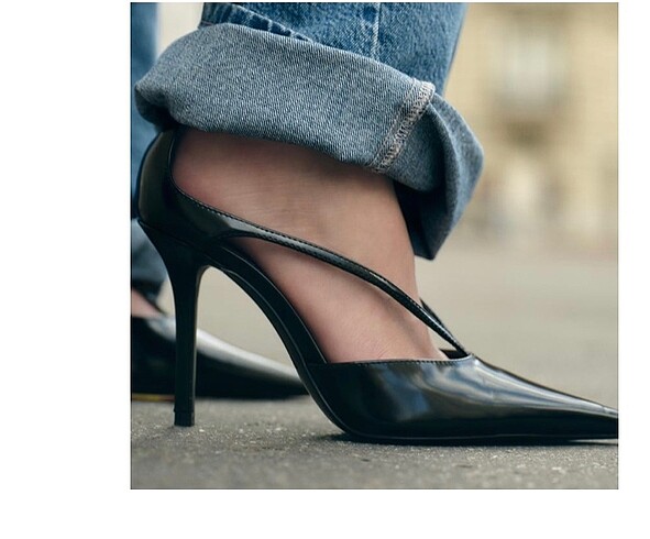 zara çift bantlı topuklu ayakkabı
