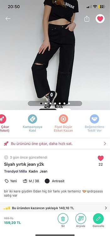 siyah yırtık detaylı jean