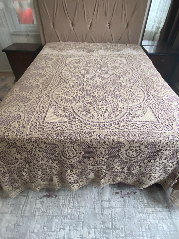 Bej  Nakışlı Yatak Örtüsü - Görsel 4