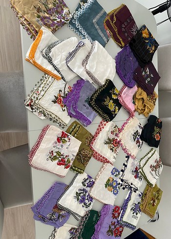 Vintage Çok Renkli Dantel Detaylı Kadın Fular - Görsel 2