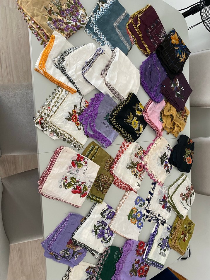 Vintage Çok Renkli Dantel Detaylı Kadın Fular - Görsel 2