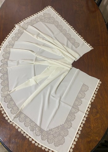 Dantel Detaylı Beyaz Kadın Fular - Görsel 4