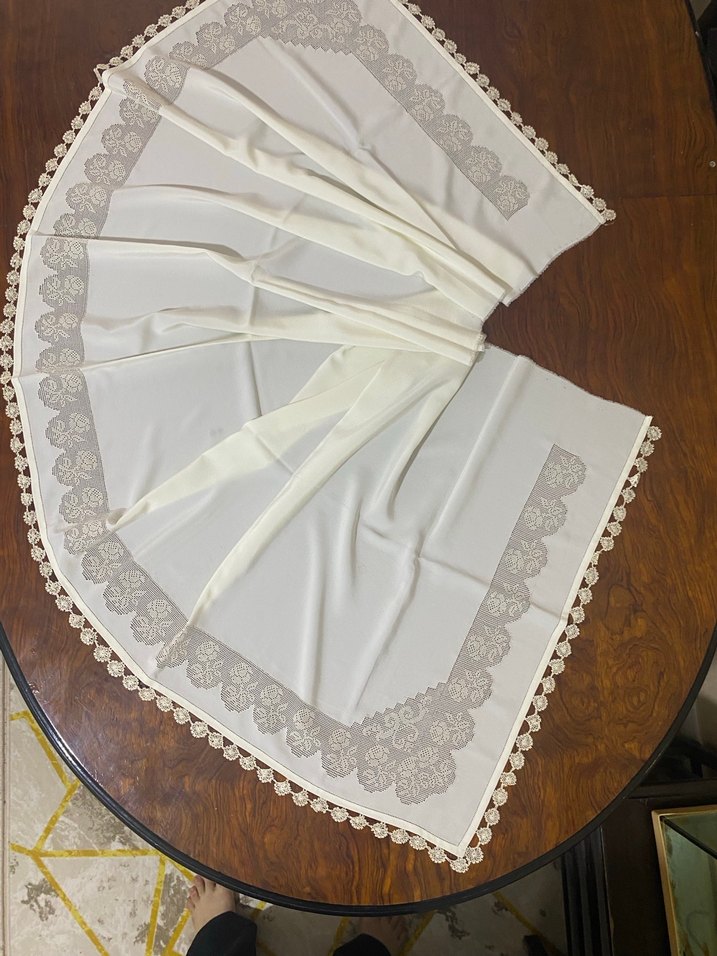Dantel Detaylı Beyaz Kadın Fular - Görsel 2