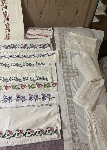 Nakışlı Beyaz Masa Örtüsü Seti - Görsel 4