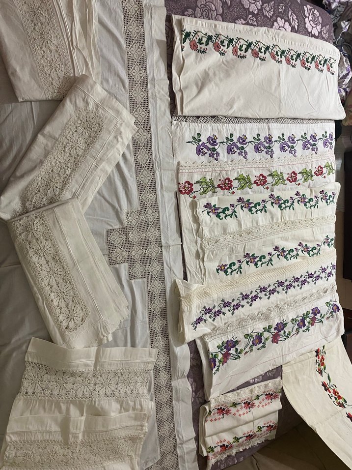 Nakışlı Beyaz Masa Örtüsü Seti - Görsel 2