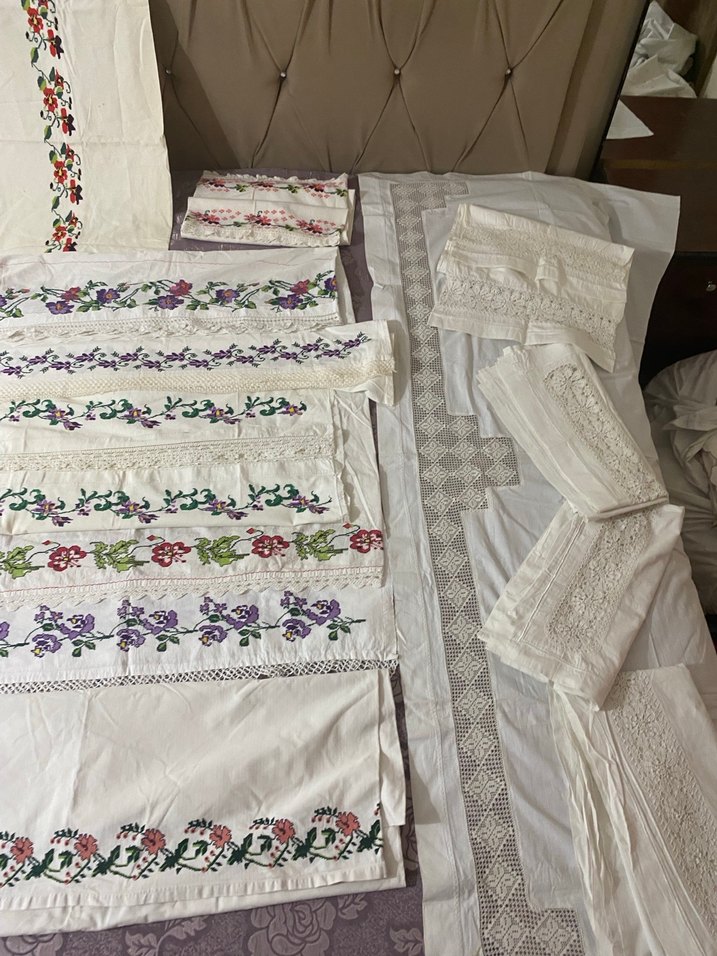 Nakışlı Beyaz Masa Örtüsü Seti - Görsel 4