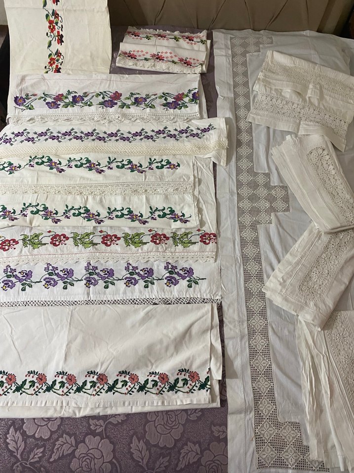 Nakışlı Beyaz Masa Örtüsü Seti - Görsel 3