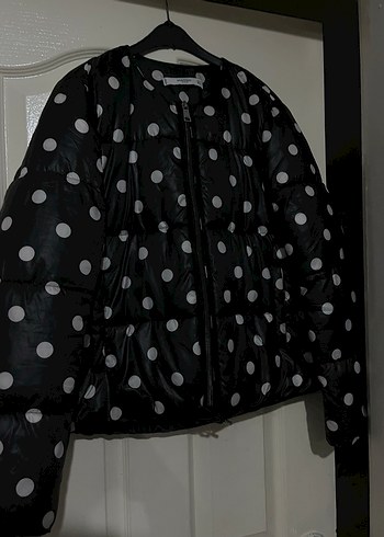 Düğmeli Siyah Puantiyeli Kadın Ceket - Görsel 2