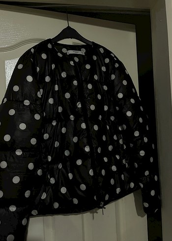 Düğmeli Siyah Puantiyeli Kadın Ceket - Görsel 7