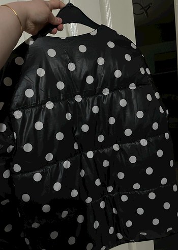 Düğmeli Siyah Puantiyeli Kadın Ceket - Görsel 8