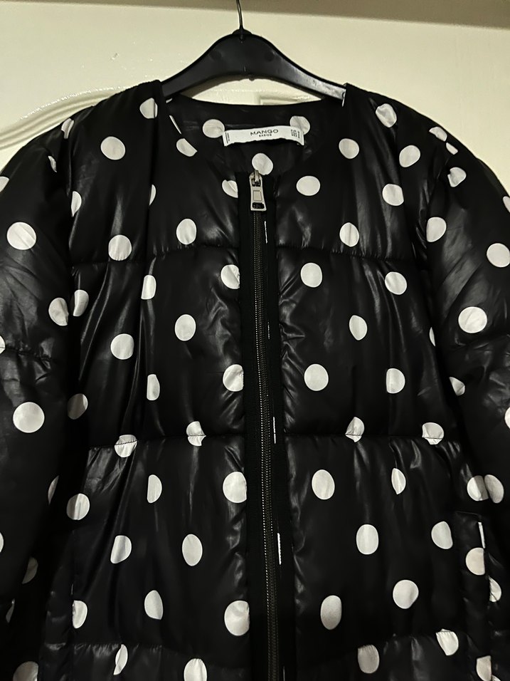 Düğmeli Siyah Puantiyeli Kadın Ceket - Görsel 3