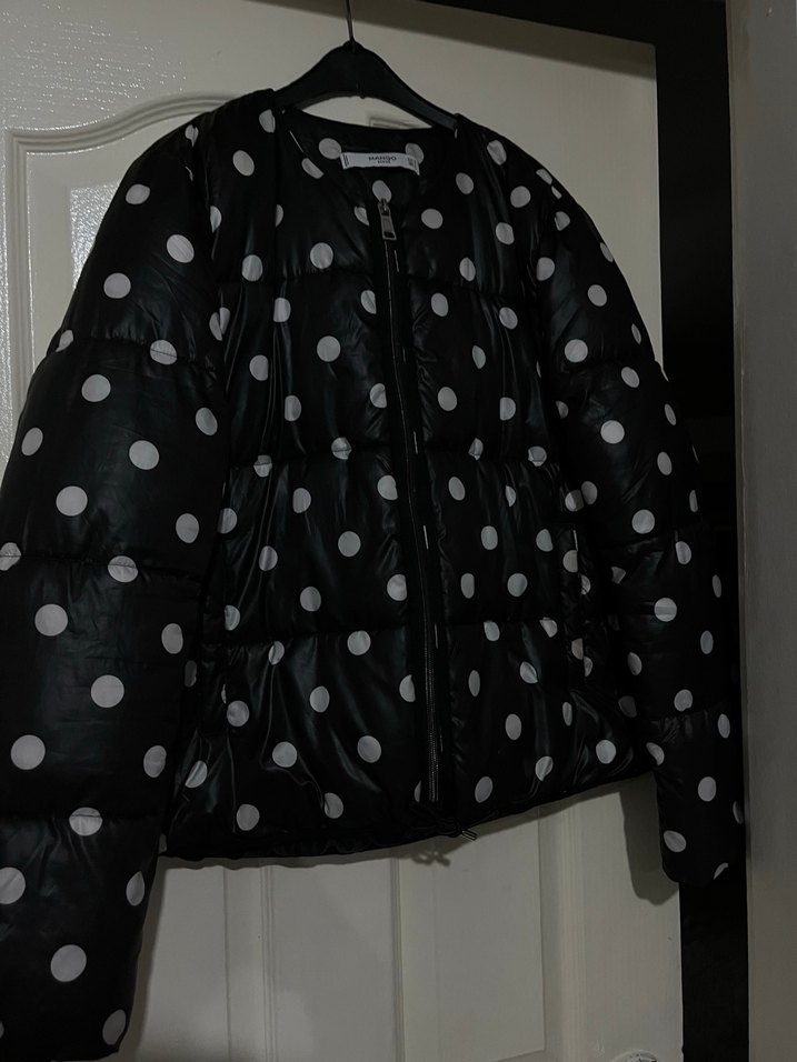 Düğmeli Siyah Puantiyeli Kadın Ceket - Görsel 2