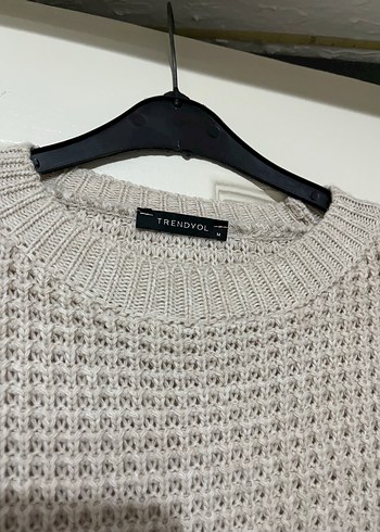 Bej Örgü Kadın Kazak Uzun Kollu - Görsel 3