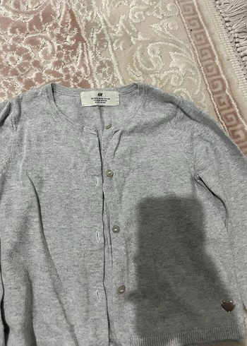 Kızlar için gri örgü uzun kollu hırka - Görsel 3