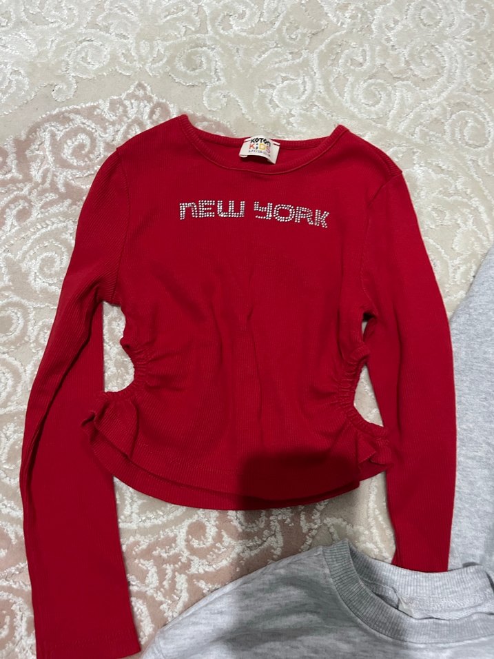 Kızlar için gri örgü uzun kollu hırka - Görsel 4