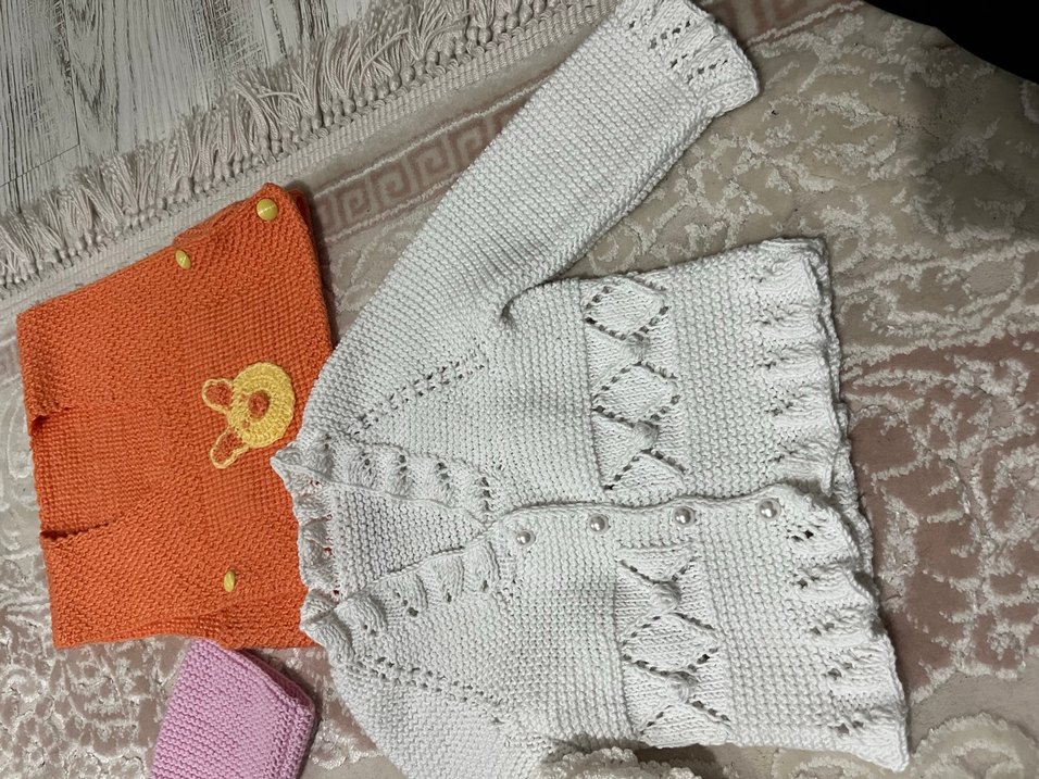 Nakışlı Gri Kız Çocuk Bohem Triko Hırka - Görsel 4