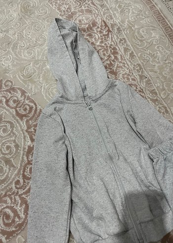 Kız Gri Kapüşonlu Fermuarlı Eşofman Takımı - Görsel 2
