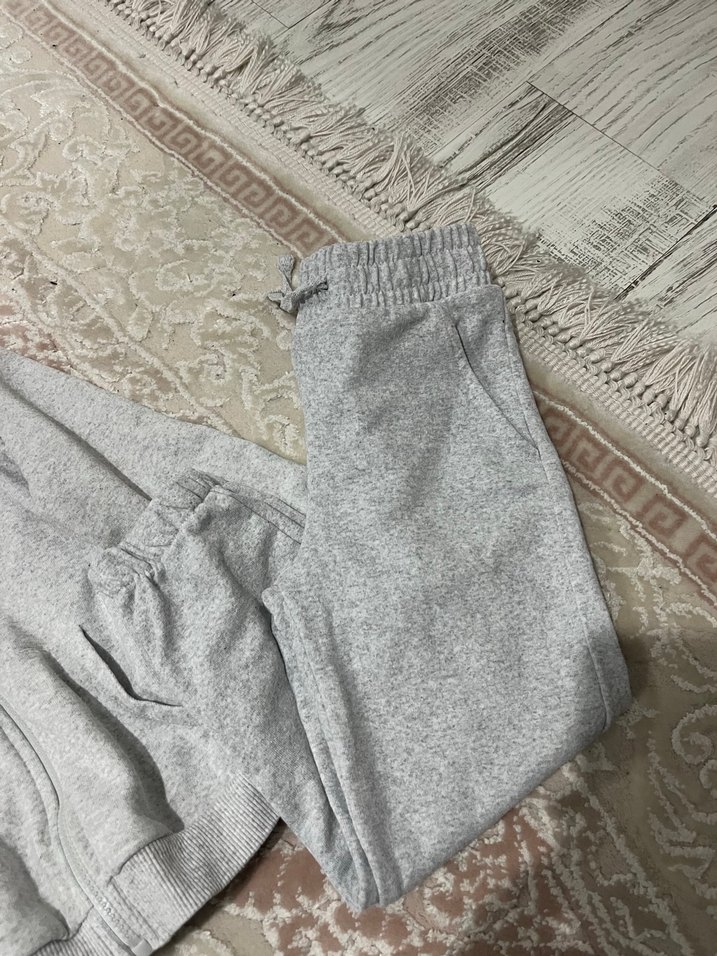 Kız Gri Kapüşonlu Fermuarlı Eşofman Takımı - Görsel 3