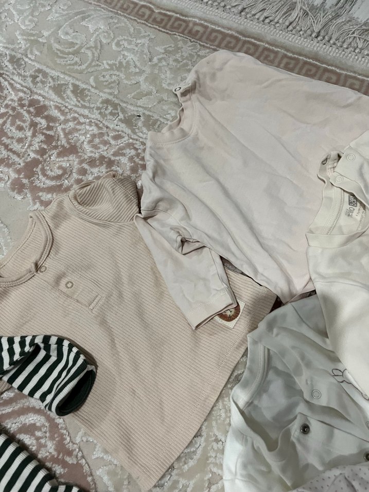 Beyaz Uzun Kollu Pamuklu Bebek Body - Görsel 3