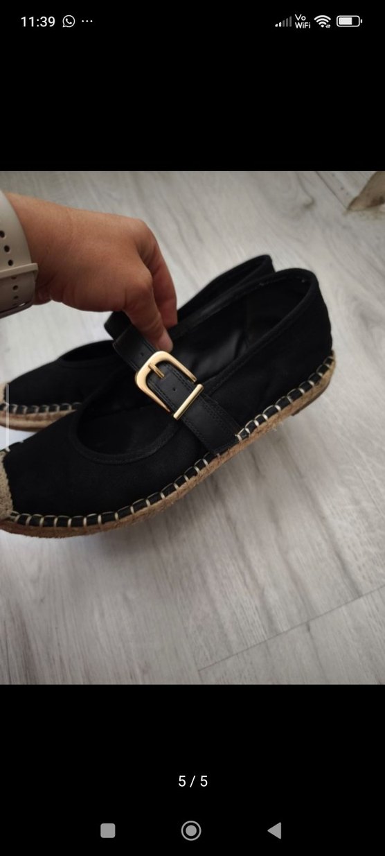 Siyah Tokalı Kadın Dolgu Topuk Espadril - Görsel 4