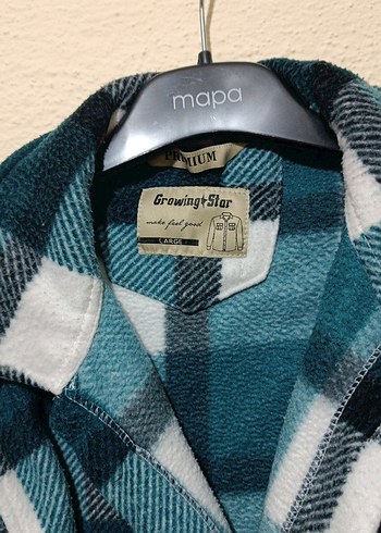 Erkek  ve bayan çiftlere özel Mavi Ekose Düğmeli Pijama Üstü - Görsel 4