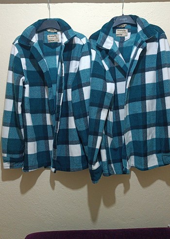 Erkek  ve bayan çiftlere özel Mavi Ekose Düğmeli Pijama Üstü - Görsel 2