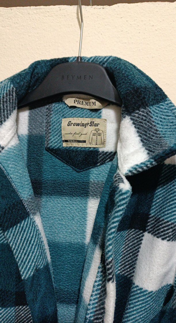 Erkek  ve bayan çiftlere özel Mavi Ekose Düğmeli Pijama Üstü - Görsel 3