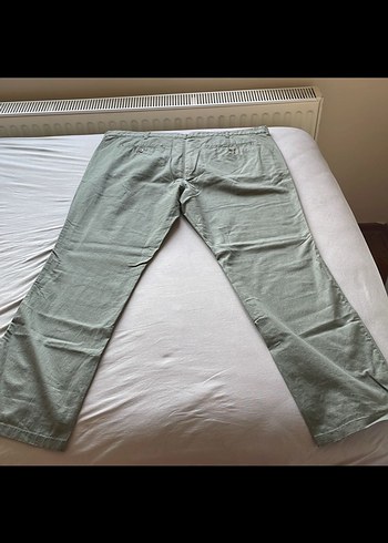 Kemerli Yeşil Haki Keten Erkek Pantolon Büyük beden - Görsel 3