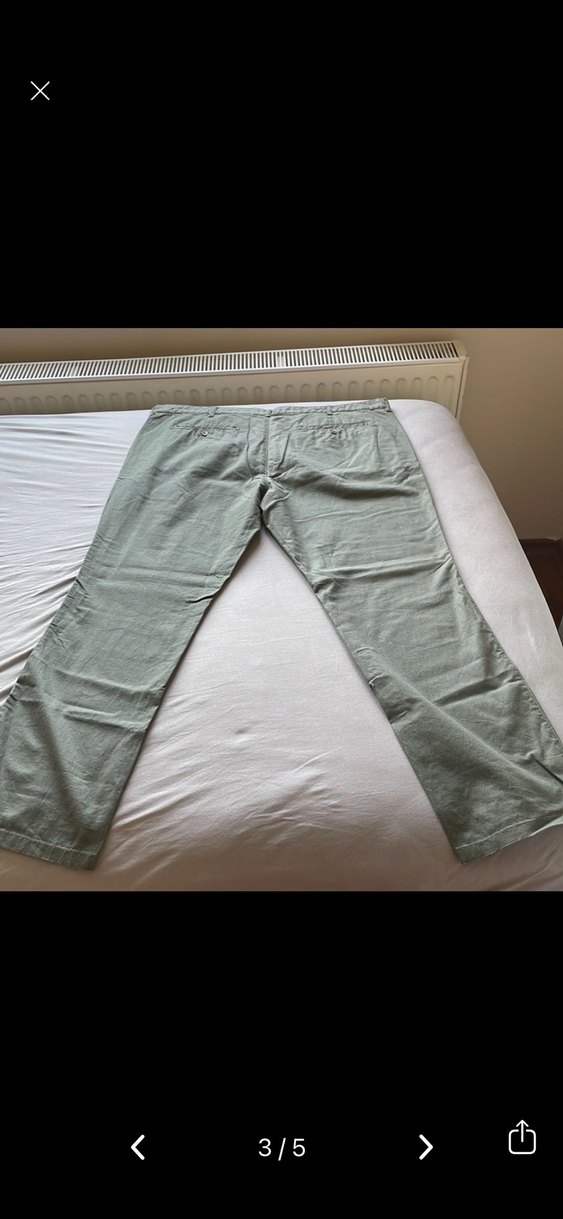 Kemerli Yeşil Haki Keten Erkek Pantolon Büyük beden - Görsel 3