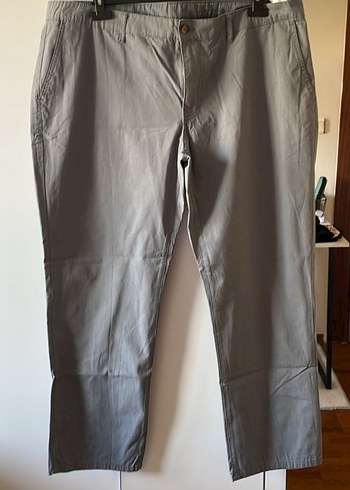 Gri buz mavisi Keten Rahat Kesim Kadın Pantolon - Görsel 2