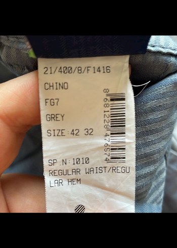 Gri buz mavisi Keten Rahat Kesim Kadın Pantolon - Görsel 4