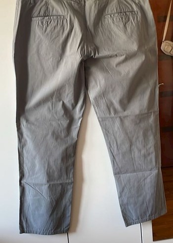 Gri buz mavisi Keten Rahat Kesim Kadın Pantolon - Görsel 3