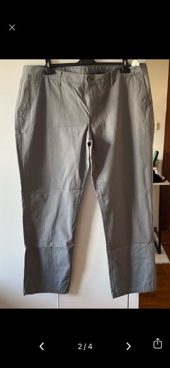 Gri buz mavisi Keten Rahat Kesim Kadın Pantolon - Görsel 2