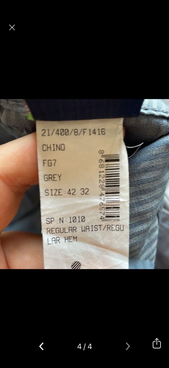 Gri buz mavisi Keten Rahat Kesim Kadın Pantolon - Görsel 4