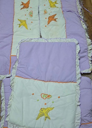 Nakışlı Lila Beşik Kenarlık Seti ve Alt değiştirme matı - Görsel 3